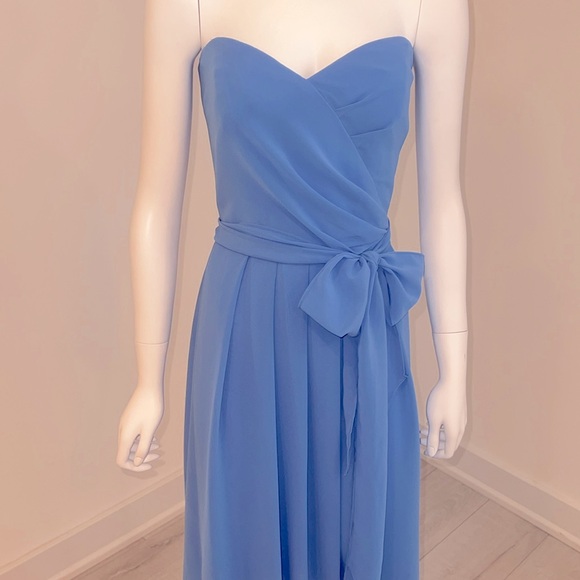 NWT SAMPLE SALE Social Dessy 8141 size 10 Cornflower Blue Nu-Georgette Pristine - Picture 3 of 7